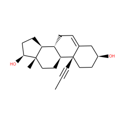 CC#C[C@]12CC[C@H](O)CC1=CC[C@@H]1[C@@H]2CC[C@]2(C)[C@@H](O)CC[C@@H]12 ZINC000028568786