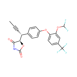 CC#C[C@H](c1ccc(Oc2ccc(C(F)(F)F)cc2OC(F)F)cc1)[C@H]1OC(=O)NC1=O ZINC000071341231