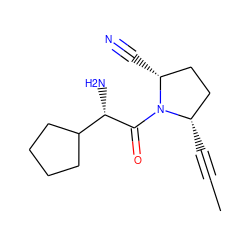 CC#C[C@H]1CC[C@@H](C#N)N1C(=O)[C@@H](N)C1CCCC1 ZINC000014948391