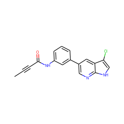 CC#CC(=O)Nc1cccc(-c2cnc3[nH]cc(Cl)c3c2)c1 ZINC000221058268