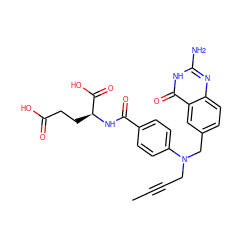 CC#CCN(Cc1ccc2nc(N)[nH]c(=O)c2c1)c1ccc(C(=O)N[C@@H](CCC(=O)O)C(=O)O)cc1 ZINC000029469358