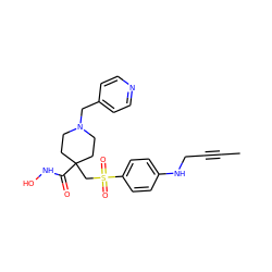 CC#CCNc1ccc(S(=O)(=O)CC2(C(=O)NO)CCN(Cc3ccncc3)CC2)cc1 ZINC000028861981