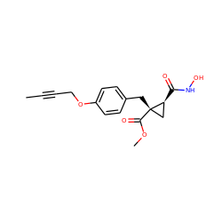 CC#CCOc1ccc(C[C@]2(C(=O)OC)C[C@@H]2C(=O)NO)cc1 ZINC000029135074