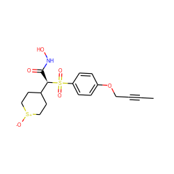 CC#CCOc1ccc(S(=O)(=O)[C@H](C(=O)NO)C2CC[S+]([O-])CC2)cc1 ZINC000013586014