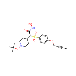 CC#CCOc1ccc(S(=O)(=O)[C@H](C(=O)NO)C2CCN(OC(C)(C)C)CC2)cc1 ZINC000034802402