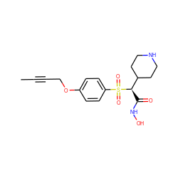 CC#CCOc1ccc(S(=O)(=O)[C@H](C(=O)NO)C2CCNCC2)cc1 ZINC000013586019