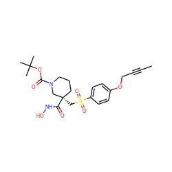 CC#CCOc1ccc(S(=O)(=O)C[C@@]2(C(=O)NO)CCCN(C(=O)OC(C)(C)C)C2)cc1 ZINC000028951472