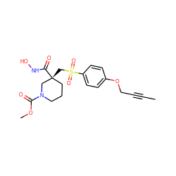 CC#CCOc1ccc(S(=O)(=O)C[C@@]2(C(=O)NO)CCCN(C(=O)OC)C2)cc1 ZINC000028951462