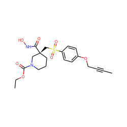 CC#CCOc1ccc(S(=O)(=O)C[C@@]2(C(=O)NO)CCCN(C(=O)OCC)C2)cc1 ZINC000028951465