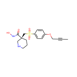 CC#CCOc1ccc(S(=O)(=O)C[C@@]2(C(=O)NO)CCCNC2)cc1 ZINC000028951522
