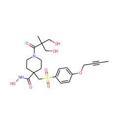 CC#CCOc1ccc(S(=O)(=O)CC2(C(=O)NO)CCN(C(=O)C(C)(CO)CO)CC2)cc1 ZINC000003924194