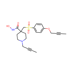 CC#CCOc1ccc(S(=O)(=O)CC2(C(=O)NO)CCN(CC#CC)CC2)cc1 ZINC000034801901