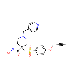 CC#CCOc1ccc(S(=O)(=O)CC2(C(=O)NO)CCN(Cc3ccncc3)CC2)cc1 ZINC000034801902