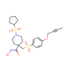 CC#CCOc1ccc(S(=O)(=O)CC2(C(=O)NO)CCN(S(=O)(=O)C3CCCC3)CC2)cc1 ZINC000028816880