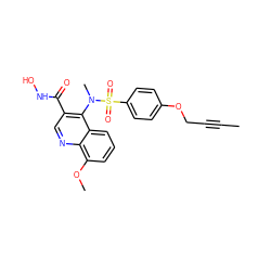 CC#CCOc1ccc(S(=O)(=O)N(C)c2c(C(=O)NO)cnc3c(OC)cccc23)cc1 ZINC000003820770