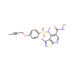CC#CCOc1ccc(S(=O)(=O)N(C)c2c(C(=O)NO)cnc3snc(C)c23)cc1 ZINC000013489448