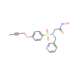 CC#CCOc1ccc(S(=O)(=O)N(CC(=O)NO)Cc2cccnc2)cc1 ZINC000013537378