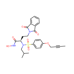 CC#CCOc1ccc(S(=O)(=O)N(CC(C)C)[C@H](CCN2C(=O)c3ccccc3C2=O)C(=O)NO)cc1 ZINC000049126000