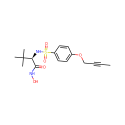 CC#CCOc1ccc(S(=O)(=O)N[C@@H](C(=O)NO)C(C)(C)C)cc1 ZINC000013537392