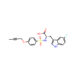 CC#CCOc1ccc(S(=O)(=O)N[C@@H](Cc2c[nH]c3ccc(F)cc23)C(=O)O)cc1 ZINC000035849375