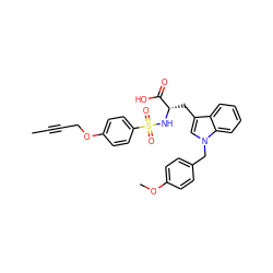 CC#CCOc1ccc(S(=O)(=O)N[C@@H](Cc2cn(Cc3ccc(OC)cc3)c3ccccc23)C(=O)O)cc1 ZINC000042805043