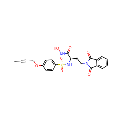 CC#CCOc1ccc(S(=O)(=O)N[C@H](CCN2C(=O)c3ccccc3C2=O)C(=O)NO)cc1 ZINC000049068565