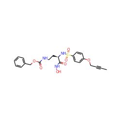 CC#CCOc1ccc(S(=O)(=O)N[C@H](CCNC(=O)OCc2ccccc2)C(=O)NO)cc1 ZINC000049068563