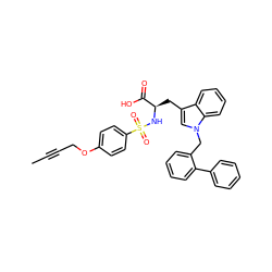 CC#CCOc1ccc(S(=O)(=O)N[C@H](Cc2cn(Cc3ccccc3-c3ccccc3)c3ccccc23)C(=O)O)cc1 ZINC000044307986