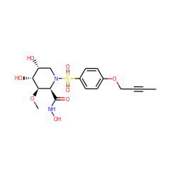 CC#CCOc1ccc(S(=O)(=O)N2C[C@@H](O)[C@@H](O)[C@H](OC)[C@@H]2C(=O)NO)cc1 ZINC000029340192