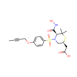 CC#CCOc1ccc(S(=O)(=O)N2C[C@H](CC(=O)O)SC(C)(C)[C@@H]2C(=O)NO)cc1 ZINC000028572481