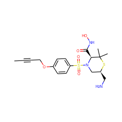 CC#CCOc1ccc(S(=O)(=O)N2C[C@H](CN)SC(C)(C)[C@@H]2C(=O)NO)cc1 ZINC000003817228