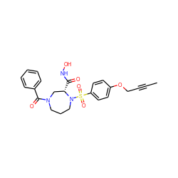 CC#CCOc1ccc(S(=O)(=O)N2CCCN(C(=O)c3ccccc3)C[C@@H]2C(=O)NO)cc1 ZINC000028338268