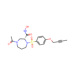 CC#CCOc1ccc(S(=O)(=O)N2CCCN(C(C)=O)C[C@@H]2C(=O)NO)cc1 ZINC000028339931