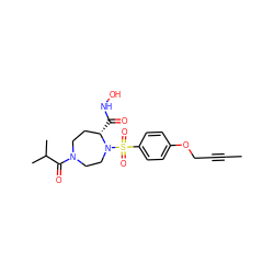 CC#CCOc1ccc(S(=O)(=O)N2CCN(C(=O)C(C)C)CC[C@@H]2C(=O)NO)cc1 ZINC000028339917