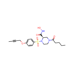 CC#CCOc1ccc(S(=O)(=O)N2CCN(C(=O)CCCC)C[C@@H]2C(=O)NO)cc1 ZINC000028528041