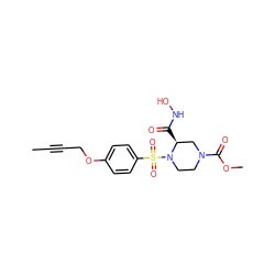 CC#CCOc1ccc(S(=O)(=O)N2CCN(C(=O)OC)C[C@@H]2C(=O)NO)cc1 ZINC000028526805