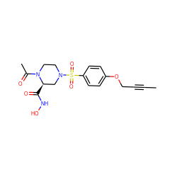 CC#CCOc1ccc(S(=O)(=O)N2CCN(C(C)=O)[C@H](C(=O)NO)C2)cc1 ZINC001772641987