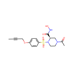 CC#CCOc1ccc(S(=O)(=O)N2CCN(C(C)=O)C[C@@H]2C(=O)NO)cc1 ZINC000028526075