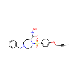 CC#CCOc1ccc(S(=O)(=O)N2CCN(Cc3ccccc3)CC[C@@H]2C(=O)NO)cc1 ZINC000028342981