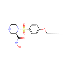 CC#CCOc1ccc(S(=O)(=O)N2CCNC[C@@H]2C(=O)NO)cc1 ZINC000028525783