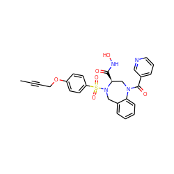 CC#CCOc1ccc(S(=O)(=O)N2Cc3ccccc3N(C(=O)c3cccnc3)C[C@@H]2C(=O)NO)cc1 ZINC000028381033