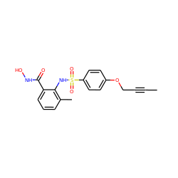 CC#CCOc1ccc(S(=O)(=O)Nc2c(C)cccc2C(=O)NO)cc1 ZINC000013440717