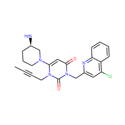 CC#CCn1c(N2CCC[C@@H](N)C2)cc(=O)n(Cc2cc(Cl)c3ccccc3n2)c1=O ZINC000096284199