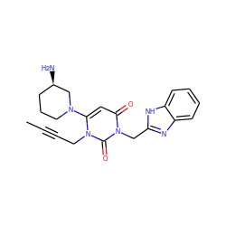 CC#CCn1c(N2CCC[C@@H](N)C2)cc(=O)n(Cc2nc3ccccc3[nH]2)c1=O ZINC000096284195