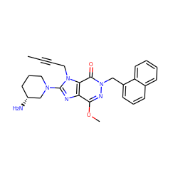 CC#CCn1c(N2CCC[C@@H](N)C2)nc2c(OC)nn(Cc3cccc4ccccc34)c(=O)c21 ZINC000029045050