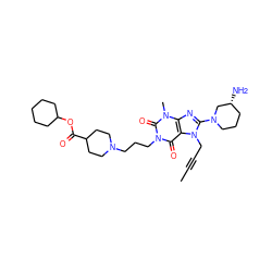 CC#CCn1c(N2CCC[C@@H](N)C2)nc2c1c(=O)n(CCCN1CCC(C(=O)OC3CCCCC3)CC1)c(=O)n2C ZINC001772579893