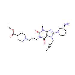 CC#CCn1c(N2CCC[C@@H](N)C2)nc2c1c(=O)n(CCCN1CCC(C(=O)OCC)CC1)c(=O)n2C ZINC001772650294