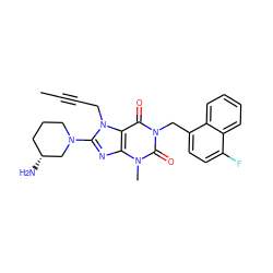 CC#CCn1c(N2CCC[C@@H](N)C2)nc2c1c(=O)n(Cc1ccc(F)c3ccccc13)c(=O)n2C ZINC000114285263