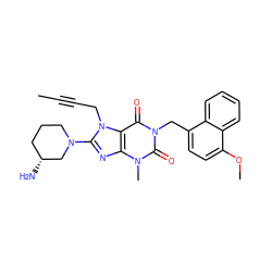 CC#CCn1c(N2CCC[C@@H](N)C2)nc2c1c(=O)n(Cc1ccc(OC)c3ccccc13)c(=O)n2C ZINC000038912137