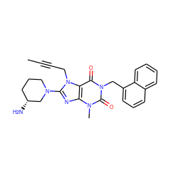 CC#CCn1c(N2CCC[C@@H](N)C2)nc2c1c(=O)n(Cc1cccc3ccccc13)c(=O)n2C ZINC000029045479